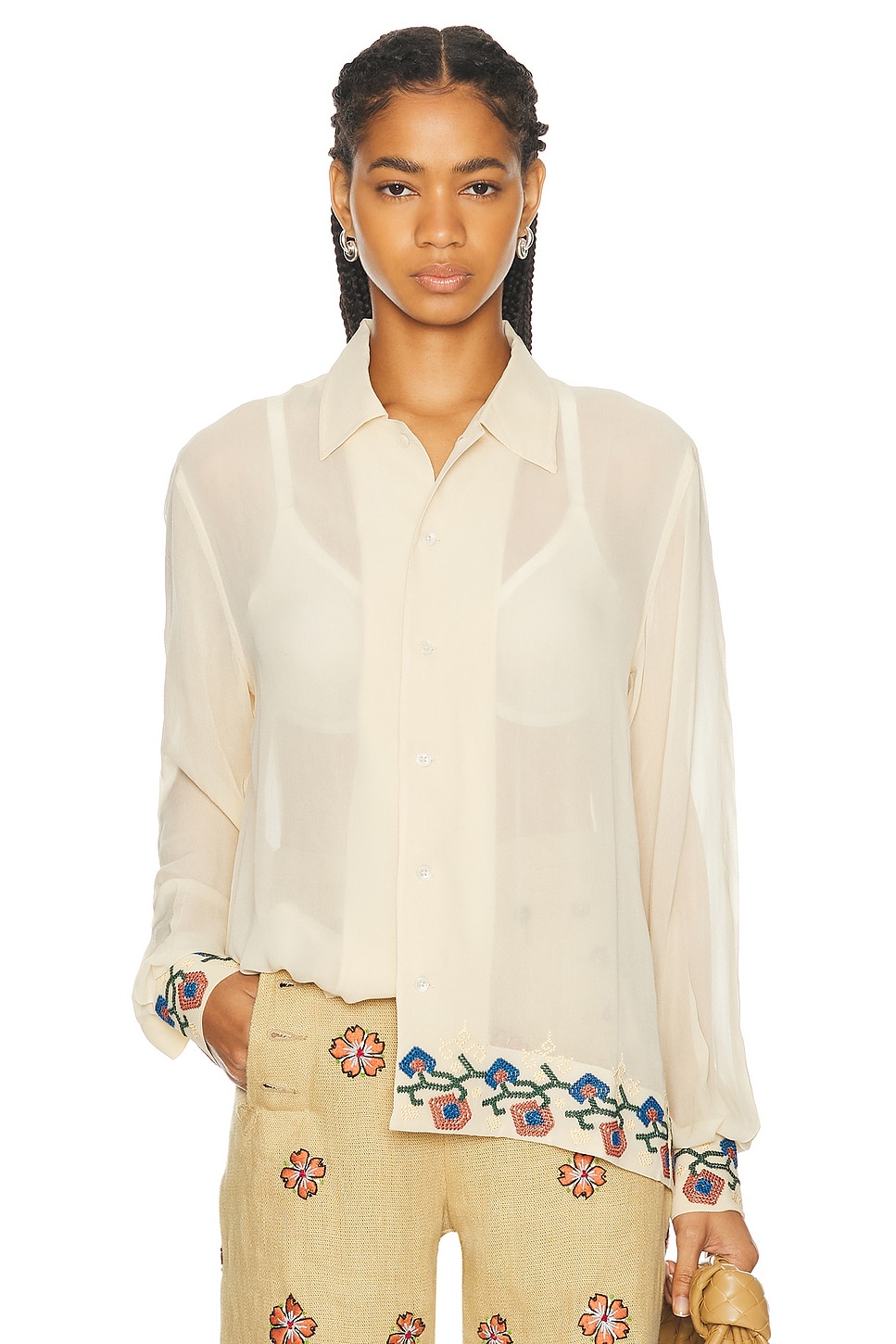 Image 1 of BODE Flowering Liana Long Sleeve Shirt in Cream Multi