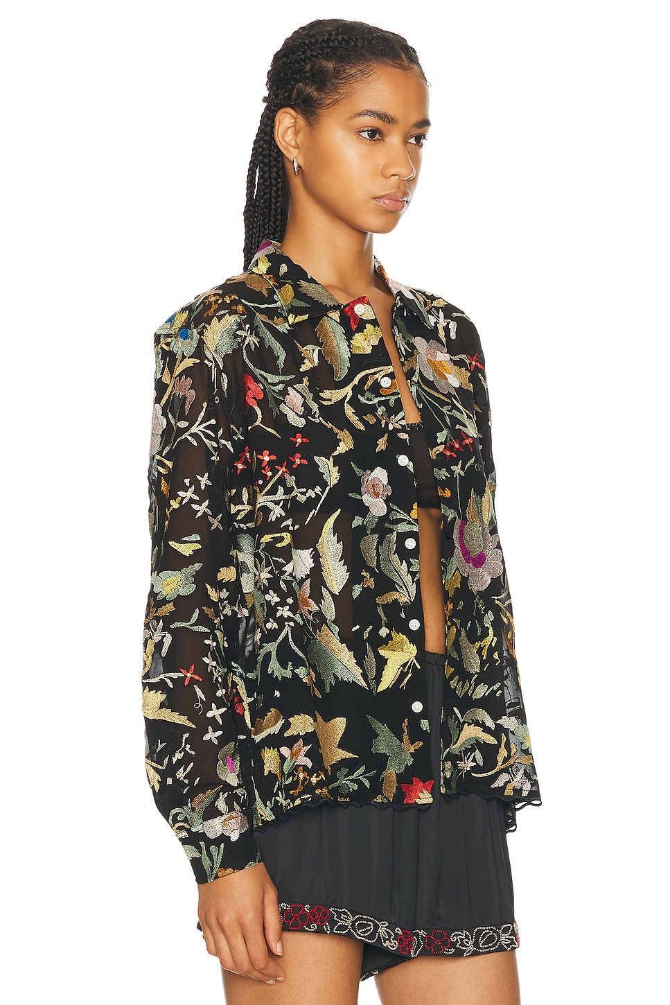 Shop Bode Heirloom Floral Long Sleeve Shirt In Multi