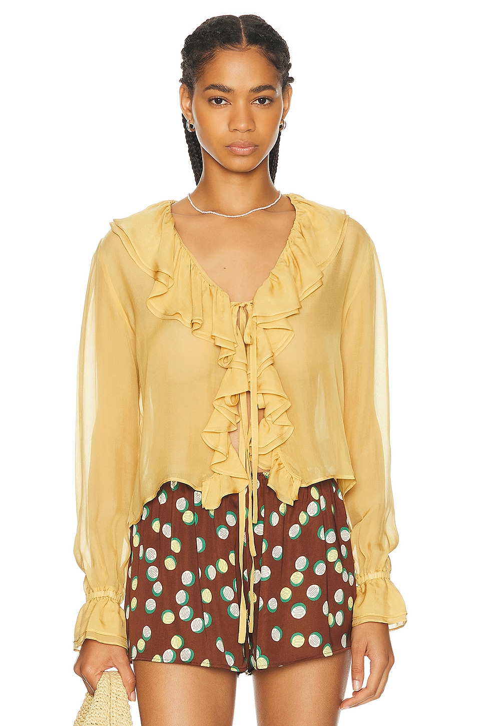 Image 1 of BODE Flounce Blouse in Ocre