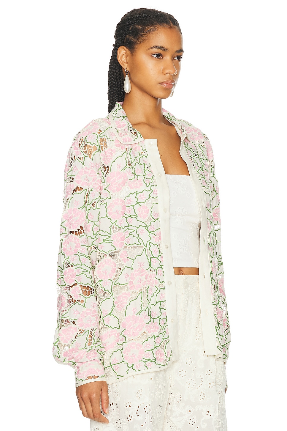 Bode Peony Lace Long Sleeve Shirt thumbnail