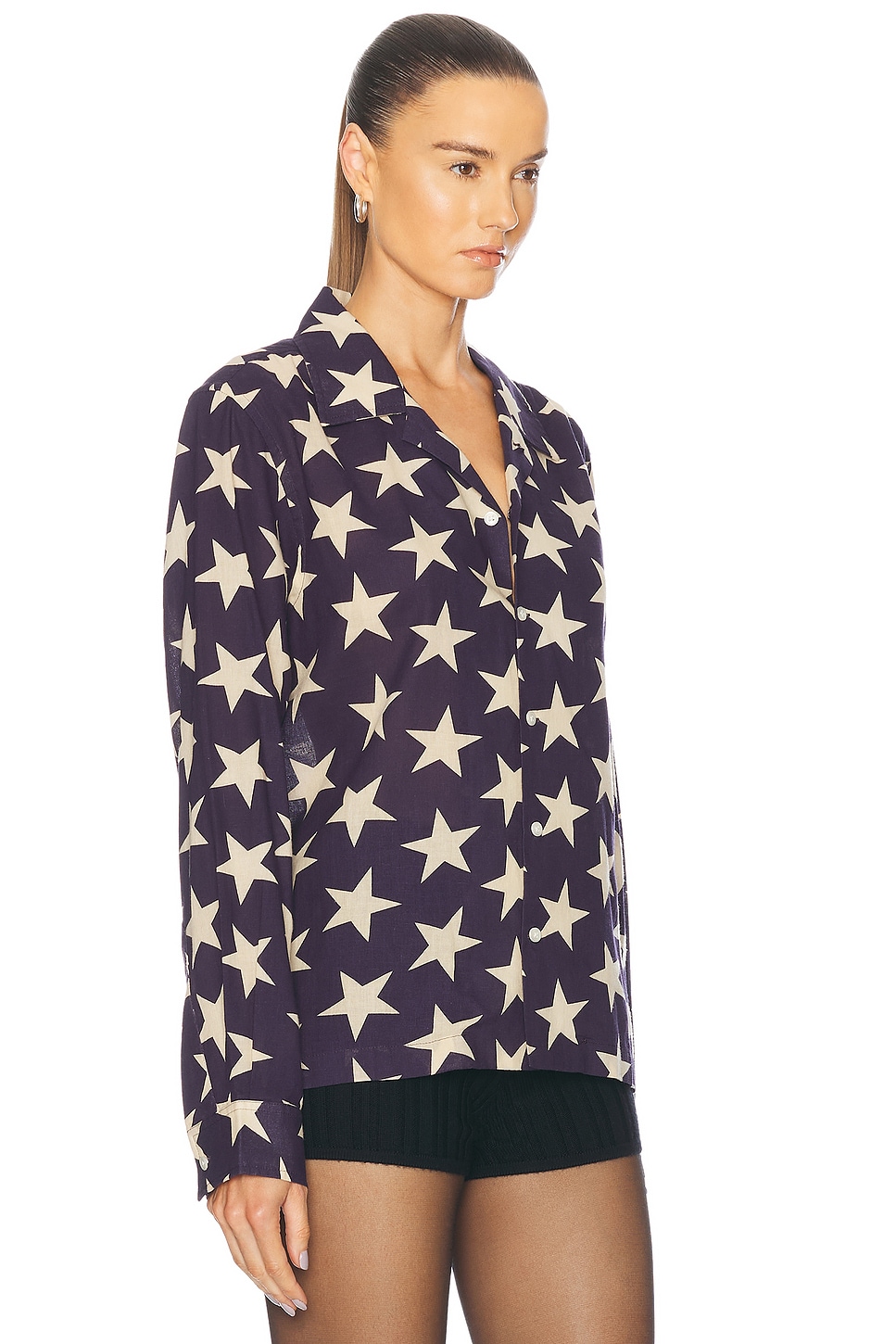 Shop Bode Starry Long Sleeve Shirt In Navy