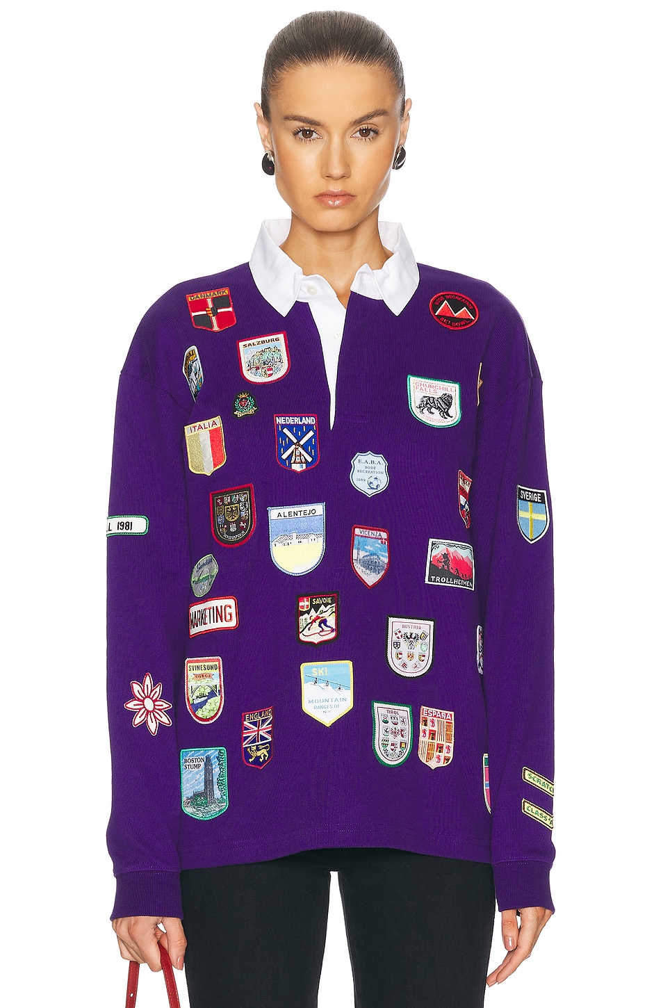 Bode Passport Patch Rugby Shirt In Purple