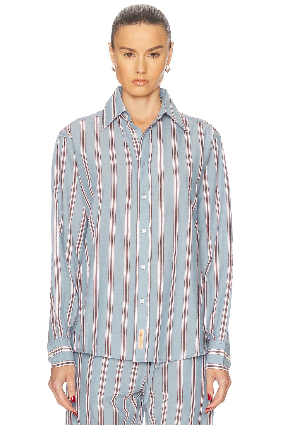 Shop Bode Regatta Stripe Shirt In Blue Multi