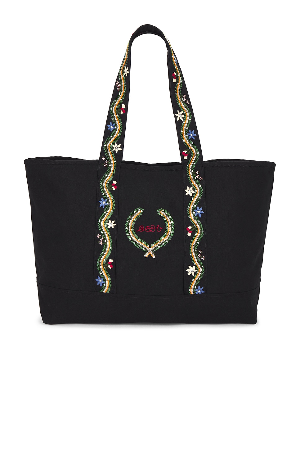 Alpine Flower Tote Bag in Black