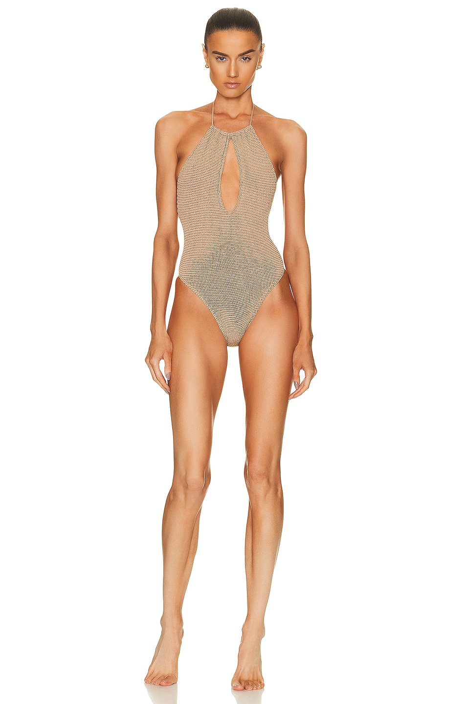 Image 1 of Bond Eye Bisou One Piece Swimsuit in Fawn Lurex