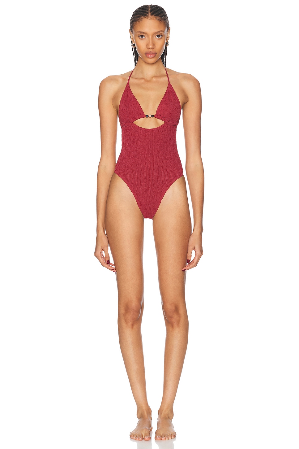 Bond Eye Beaded Fowler One Piece in Burgundy