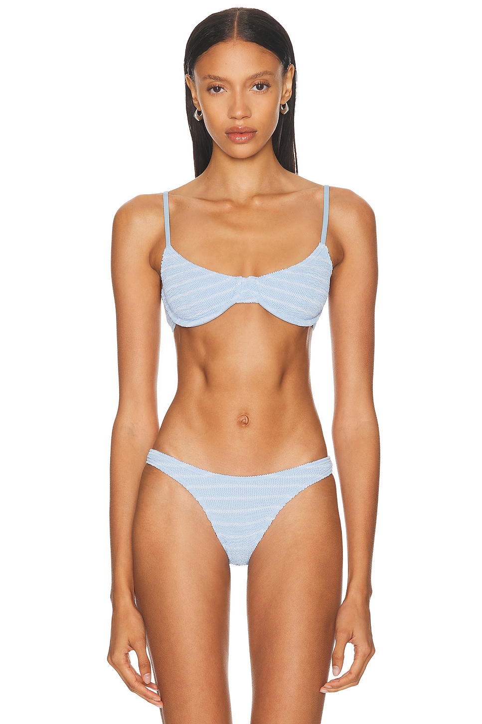 Image 1 of Bond Eye Gracie Balconette Bikini Top in Powder Blue Stripe