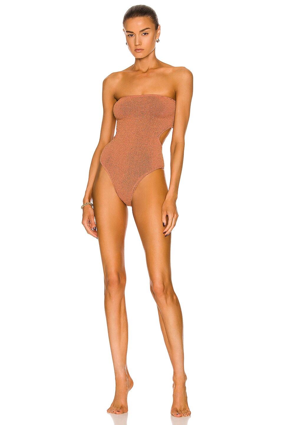 Image 1 of Bond Eye Mogul One Piece Swimsuit in Bronze Lurex