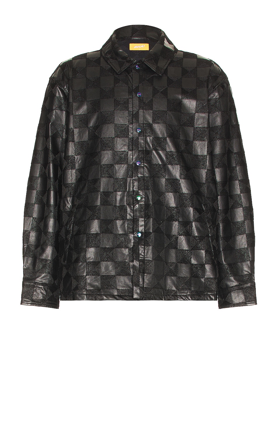 Image 1 of Bossi Faux Leather Overshirt in Black
