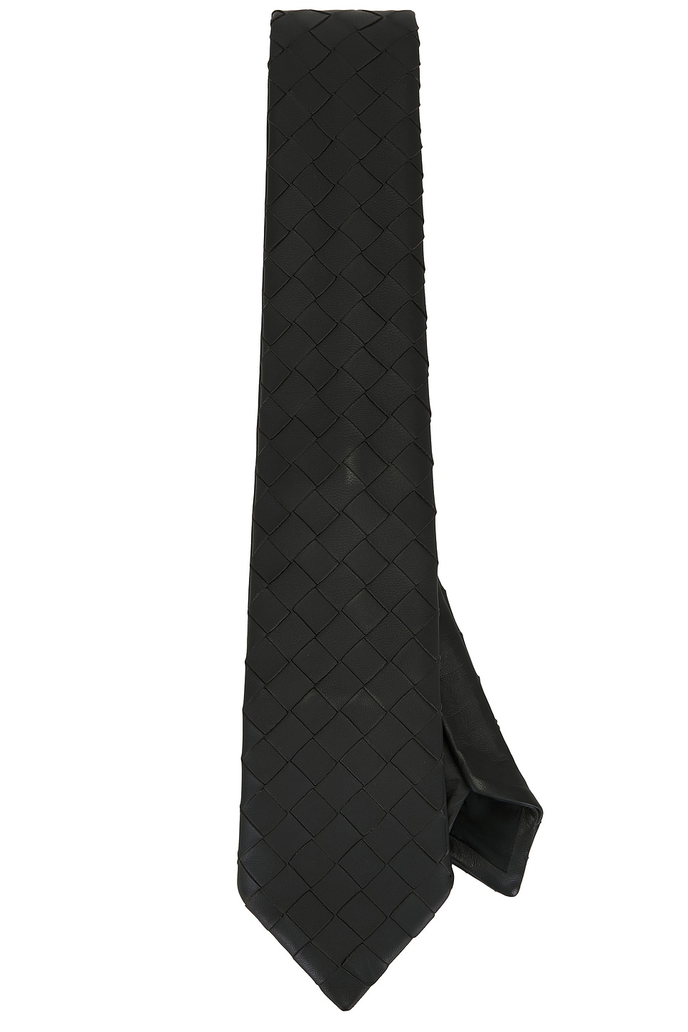 Intrecciato Leather Tie in Brown