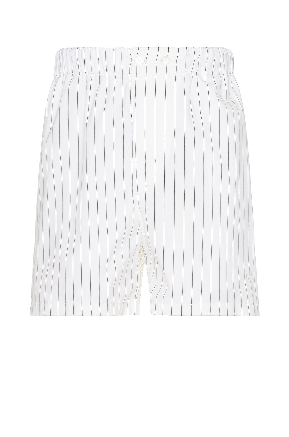 Image 1 of Bottega Veneta Fine Pinstripe Shorts in White & Black
