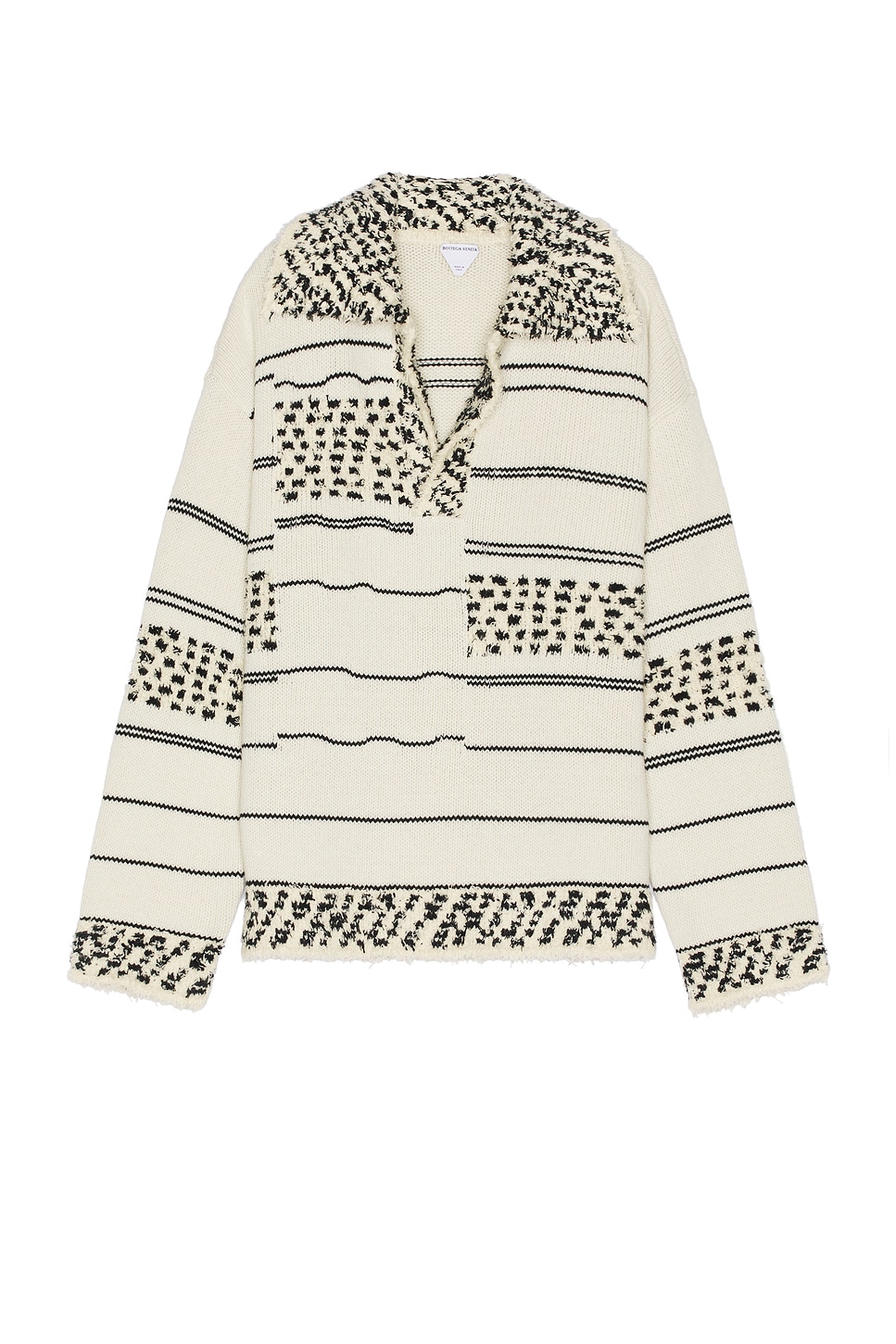 Mw Textured Stripe Knit Sweater in Ivory