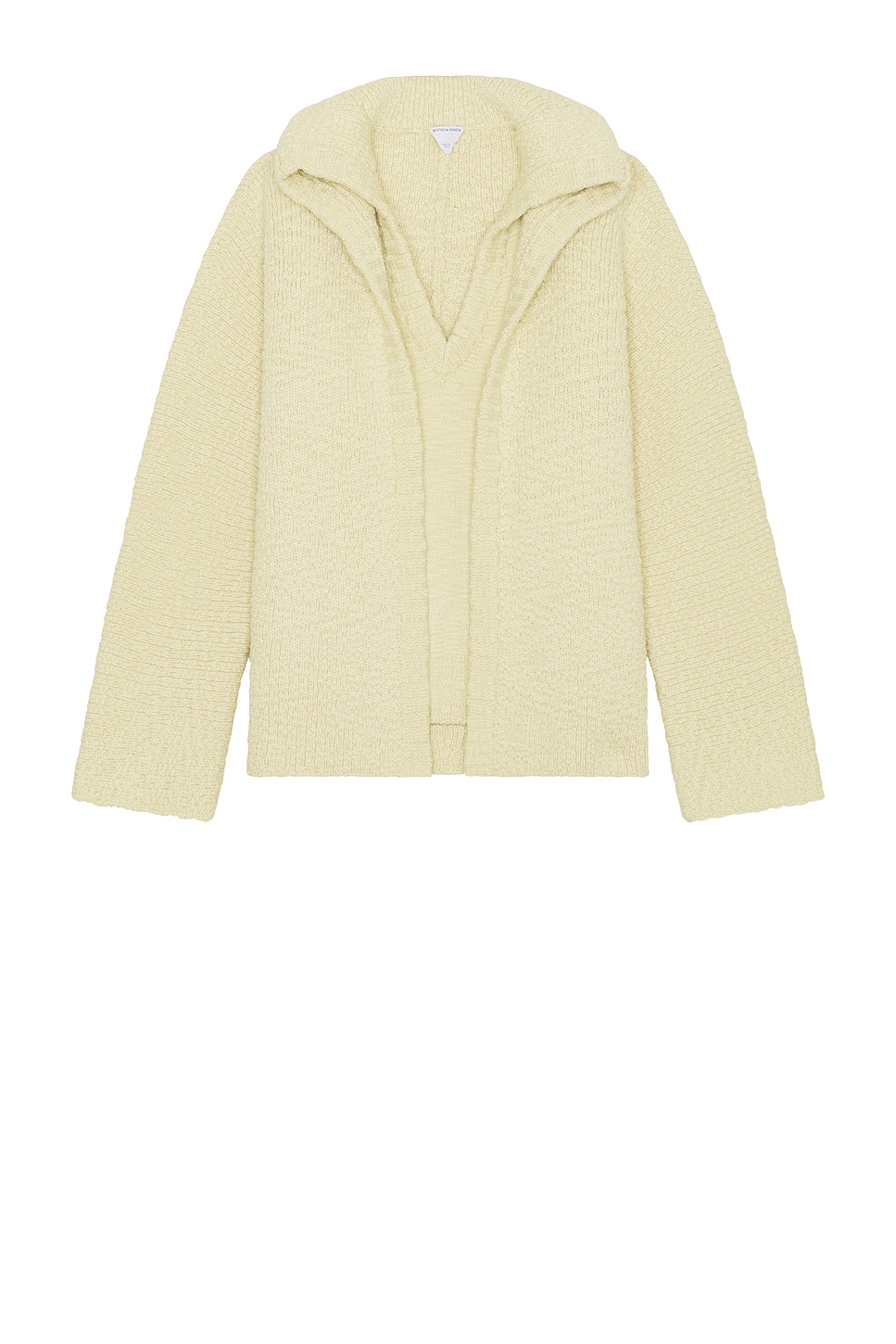 Shop Bottega Veneta Wool Textured Compact Double Layer Cardigan In Soapstone