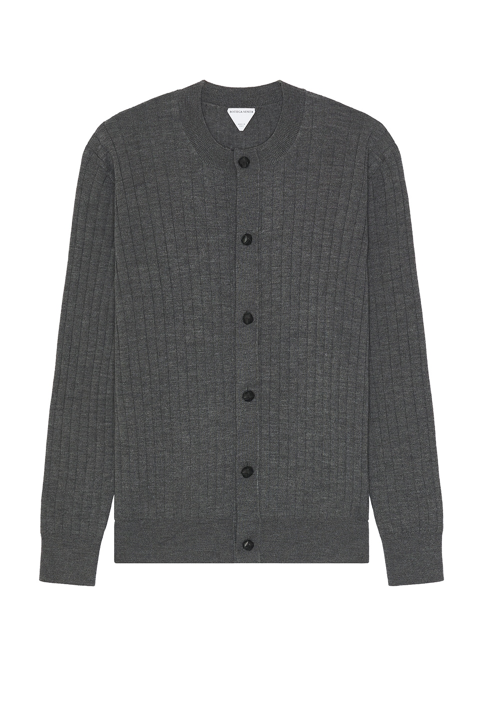 Wool Rib Cardigan in Grey