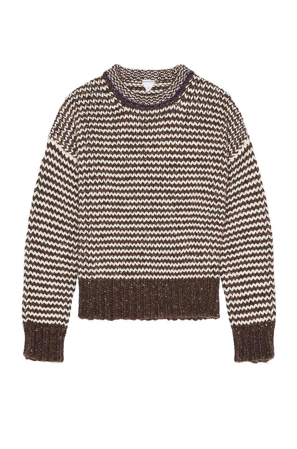 Image 1 of Bottega Veneta Zig Zag Knit Sweater in Milkweed & White