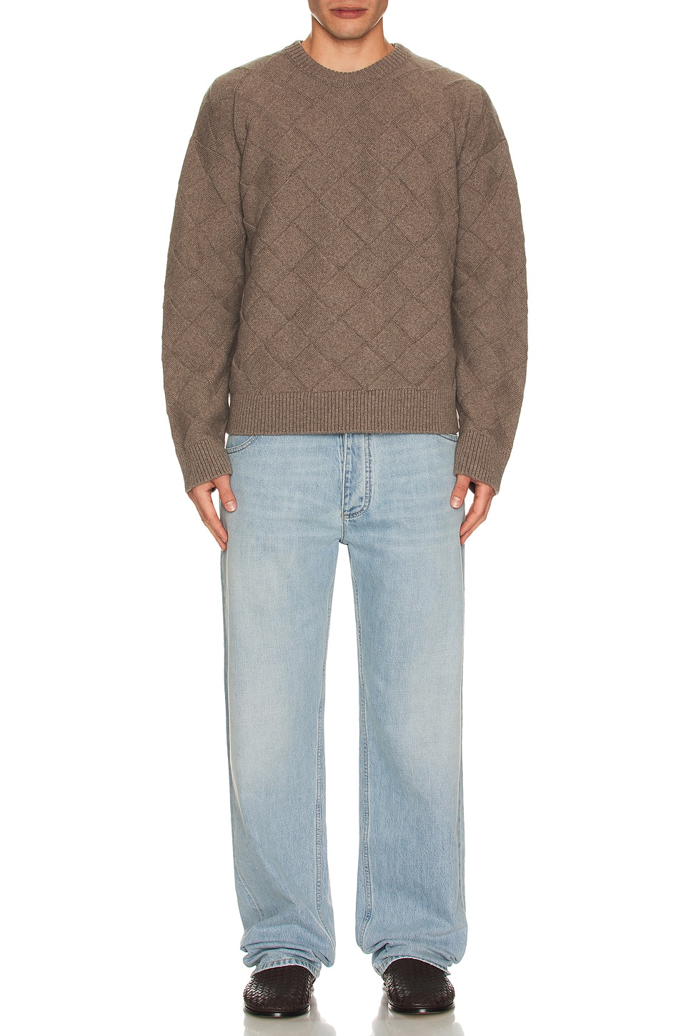 Image 1 of Bottega Veneta Intreccio 3d Knit Sweater in Riverbed