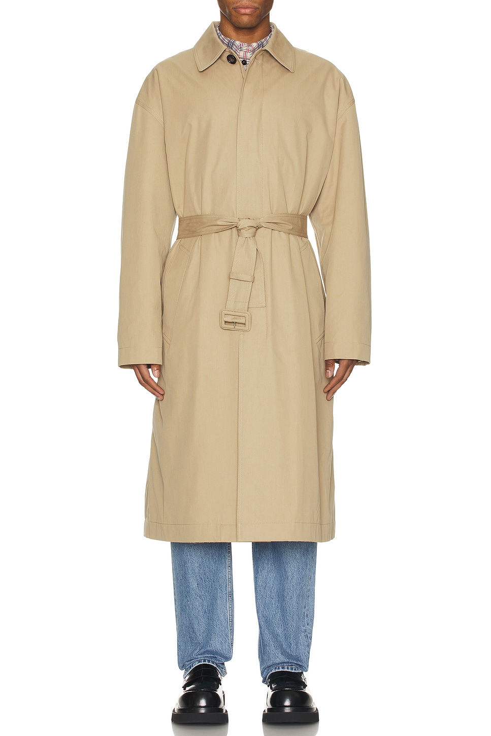 Image 1 of Bottega Veneta Light Cotton Twill Trench in Desert Taupe