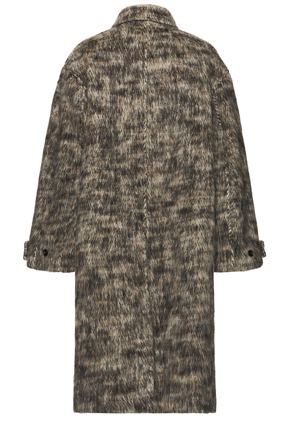 Shop Bottega Veneta Brushed Melange Wool Belted Coat In Beige  White  & Black