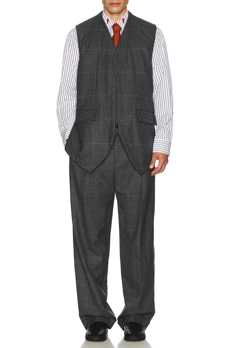 Image 1 of Bottega Veneta Wool Prince Of Wales Gilet in Black, Chalk, & Blue