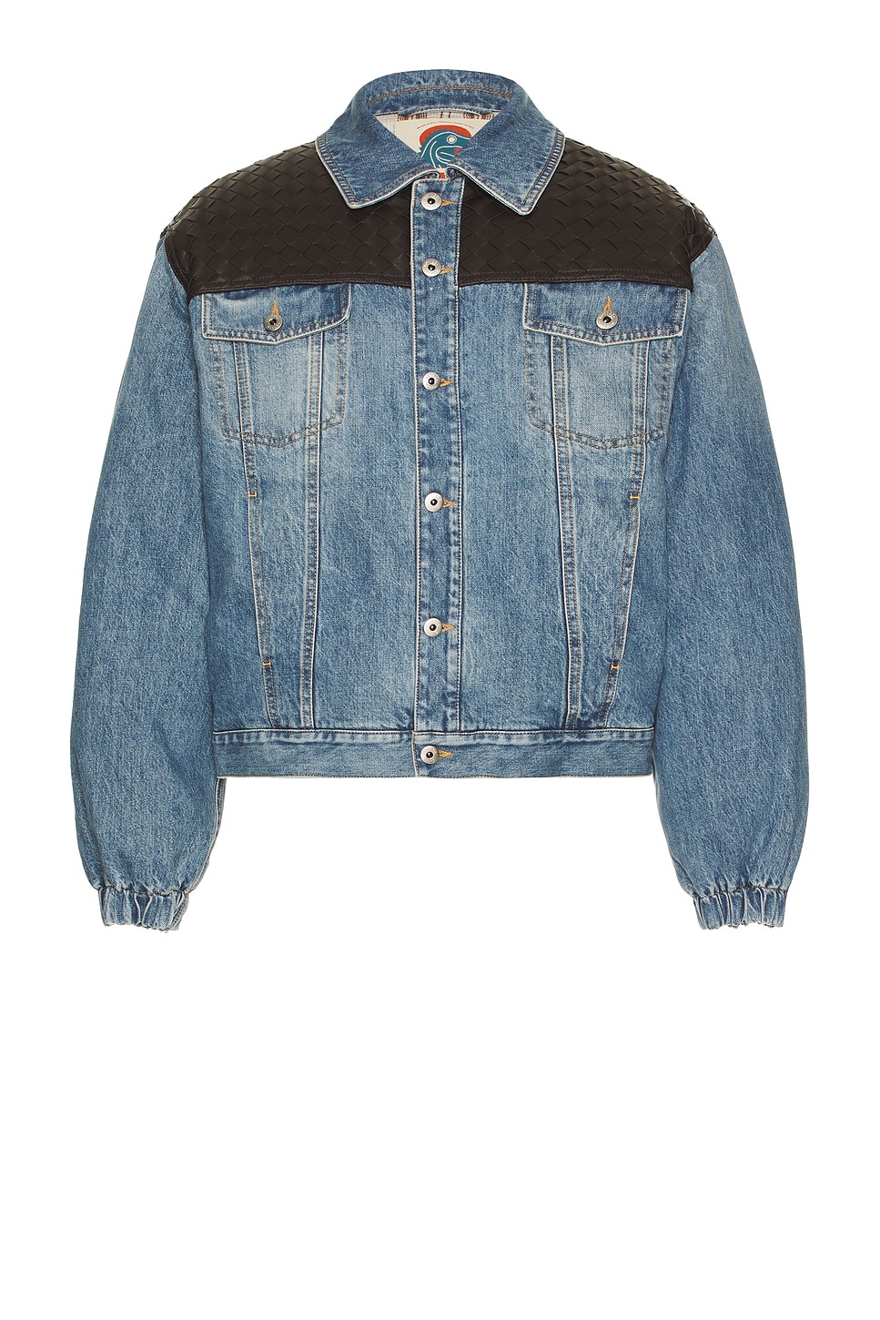 Image 1 of Bottega Veneta Vintage Indigo Intrecciato Denim Jacket in Mid Blue