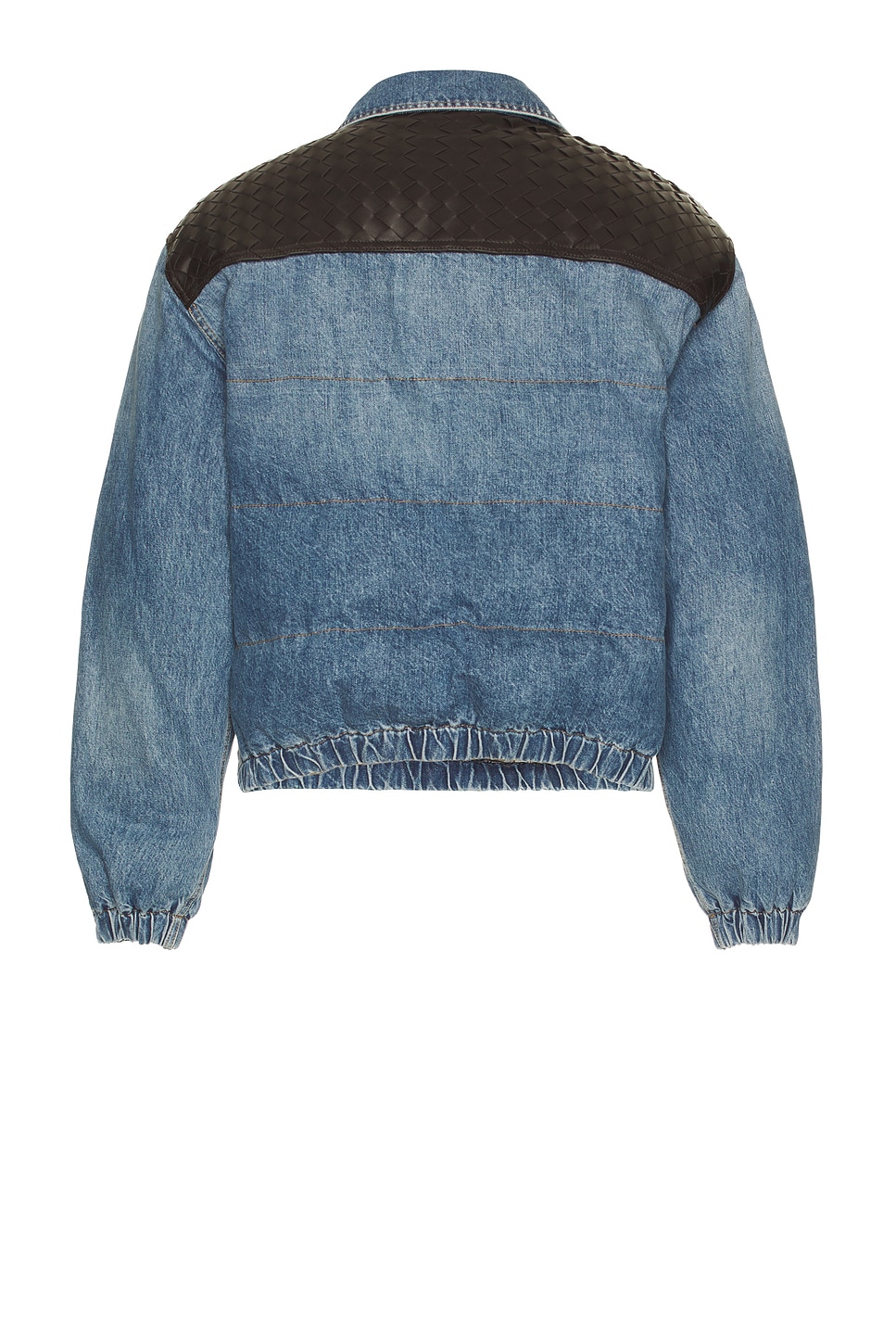 Bottega Veneta Mens Mid Blue Vintage Woven-panels Denim Jacket In Blue