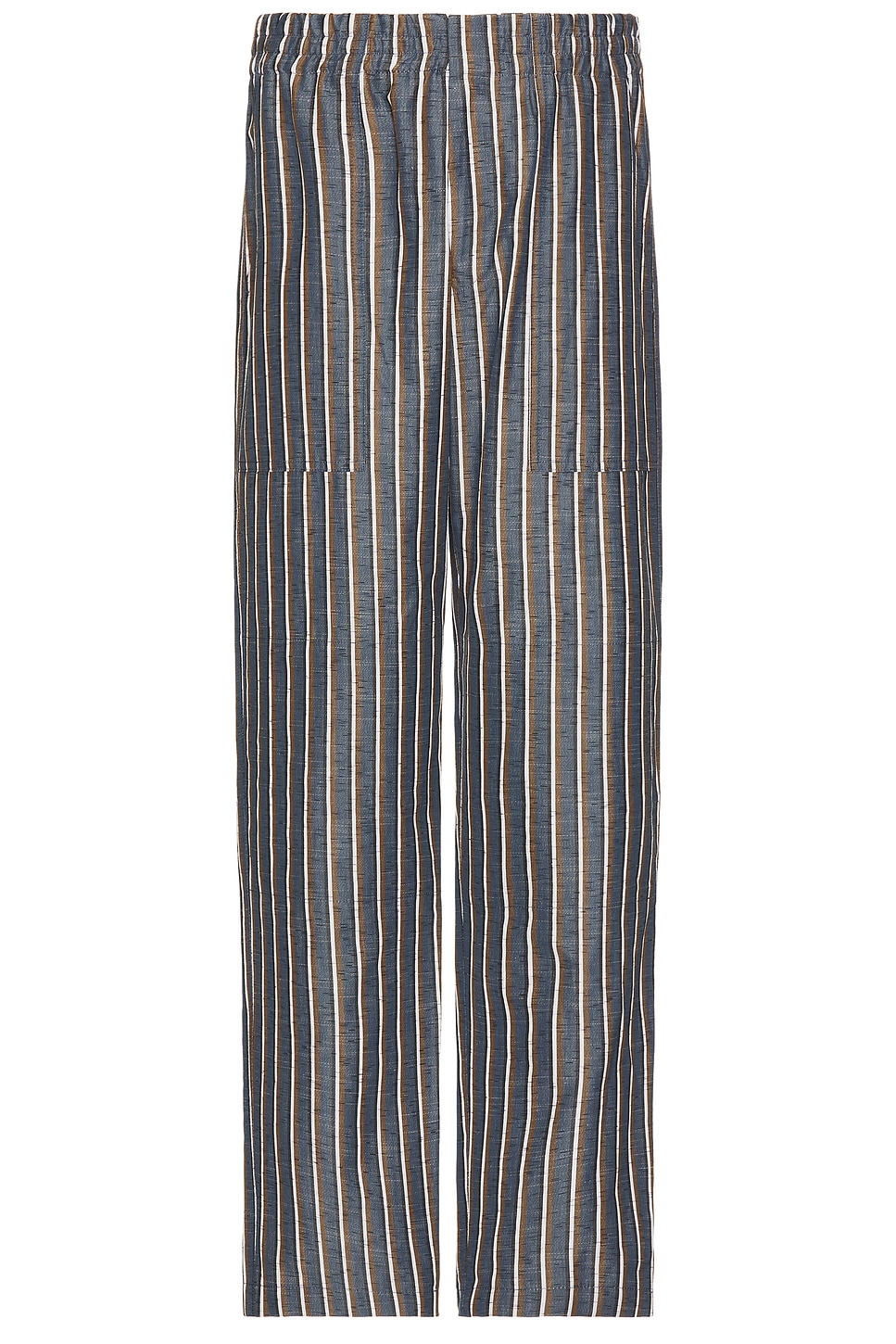 Bold Cotton Linen Stripe Wide Leg Trousers in Blue