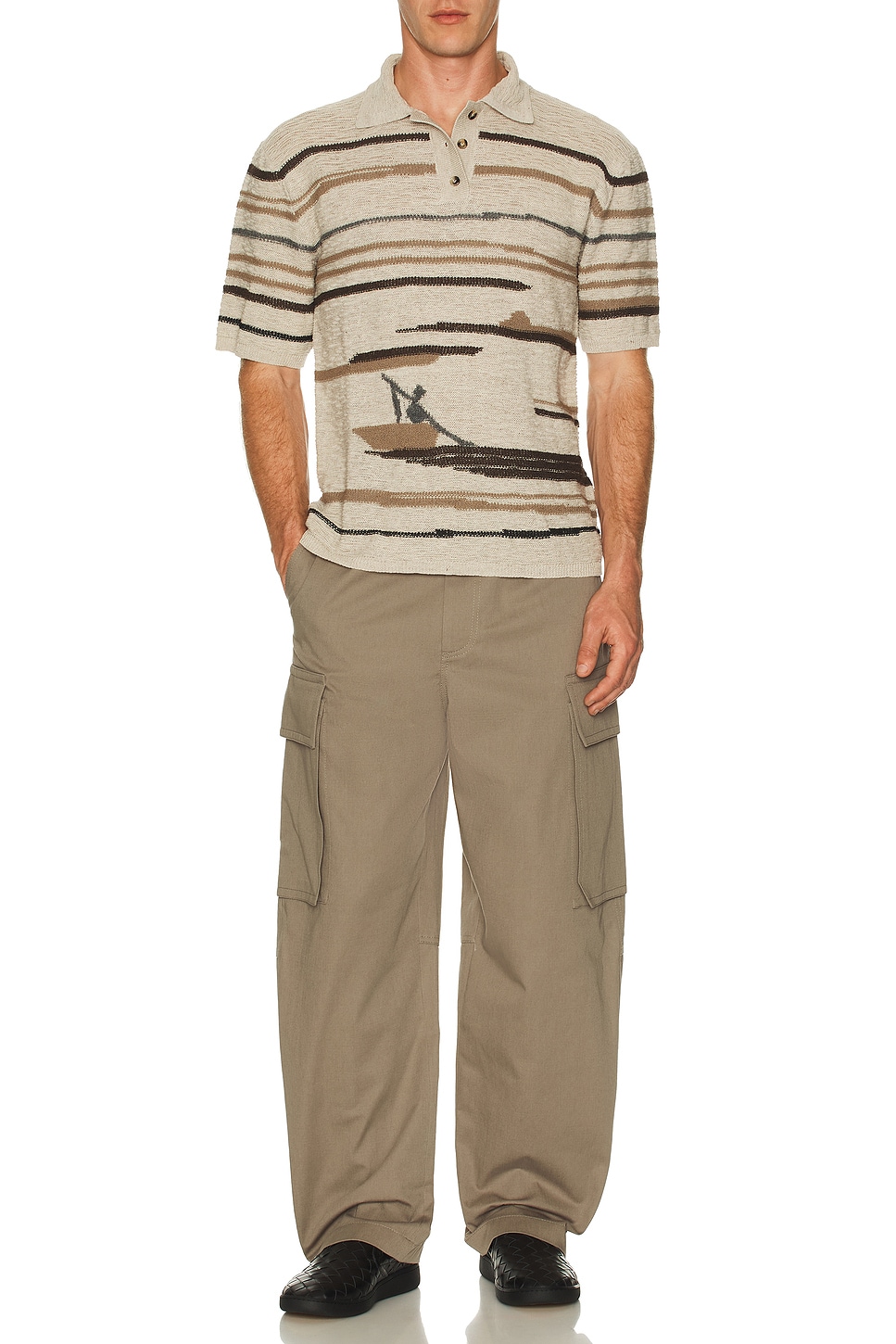 Image 1 of Bottega Veneta Washed Irregular Cotton Twill Cargo Trousers in Grey Seal
