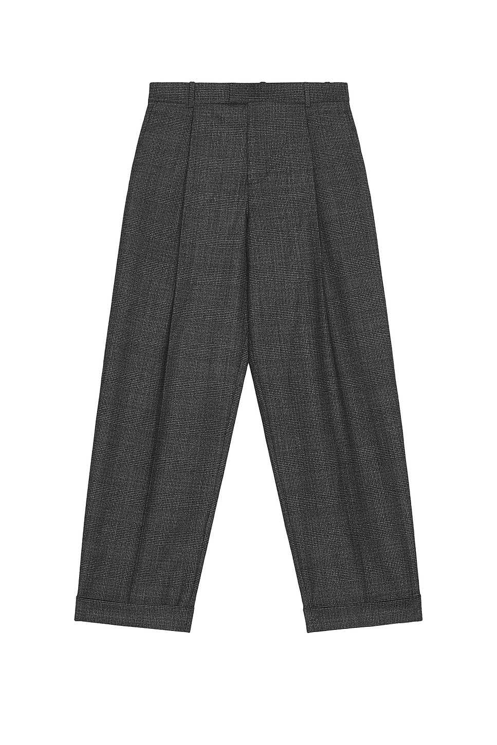 Image 1 of Bottega Veneta Wool Prince Of Wales One Pleat Trousers in Black, Chalk, & Blue