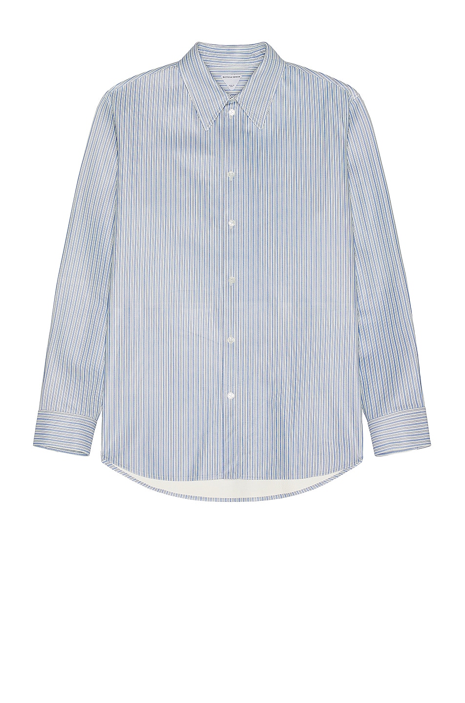 Image 1 of Bottega Veneta Multi Stripes Leather Shirt in Light Blue & White