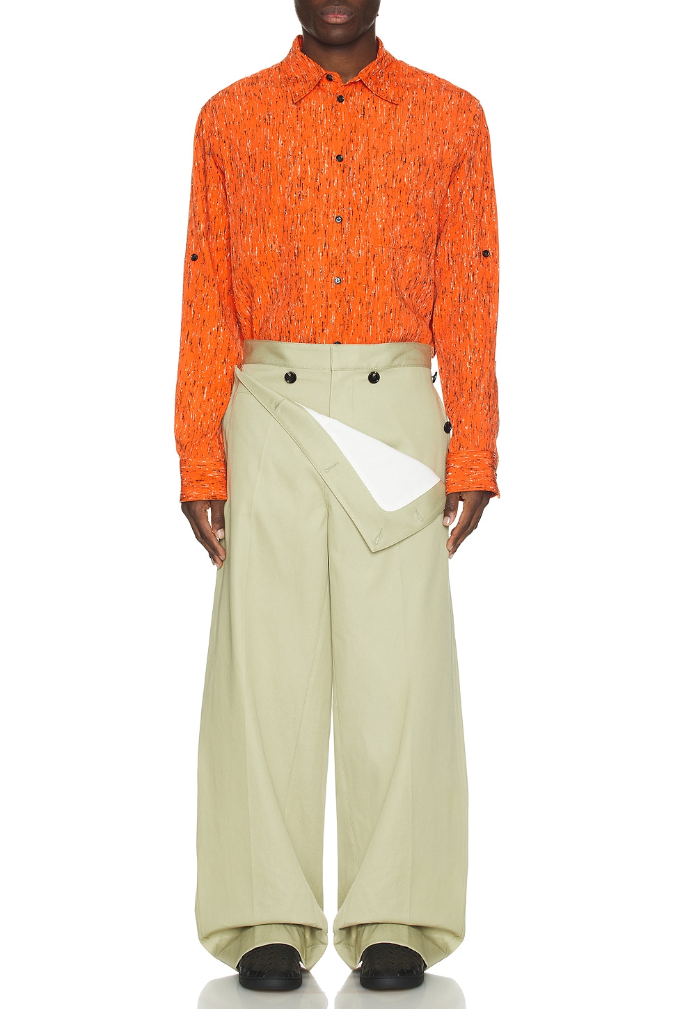 Image 1 of Bottega Veneta Turned Up Sleeves Shirt in Tulip, Black, & White