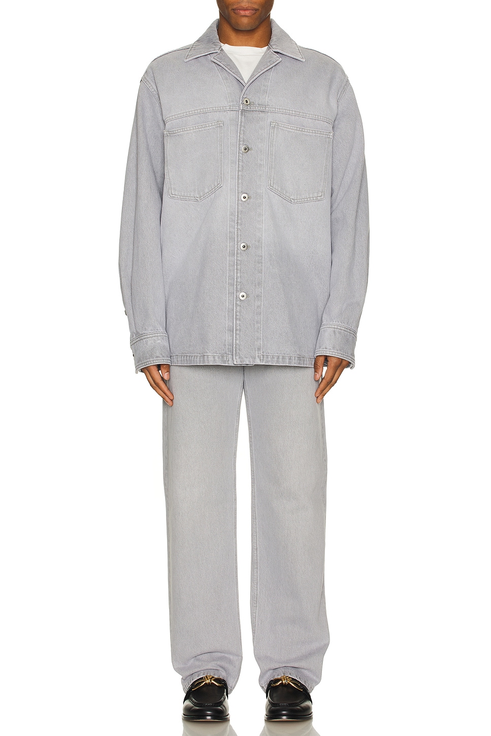 Image 1 of Bottega Veneta Washed Denim Shirt in Light Grey
