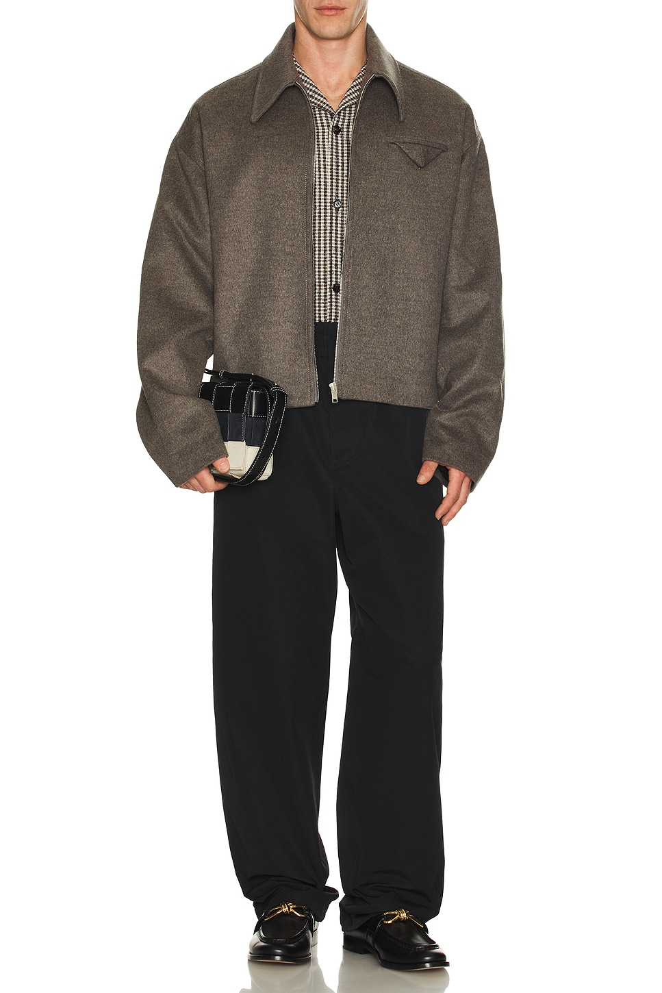 Image 1 of Bottega Veneta Camp Shirt in Talc, Brown, & Black