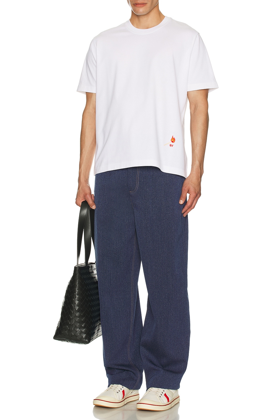 Image 1 of Bottega Veneta Matches Pima Cotton Jersey Tee in White