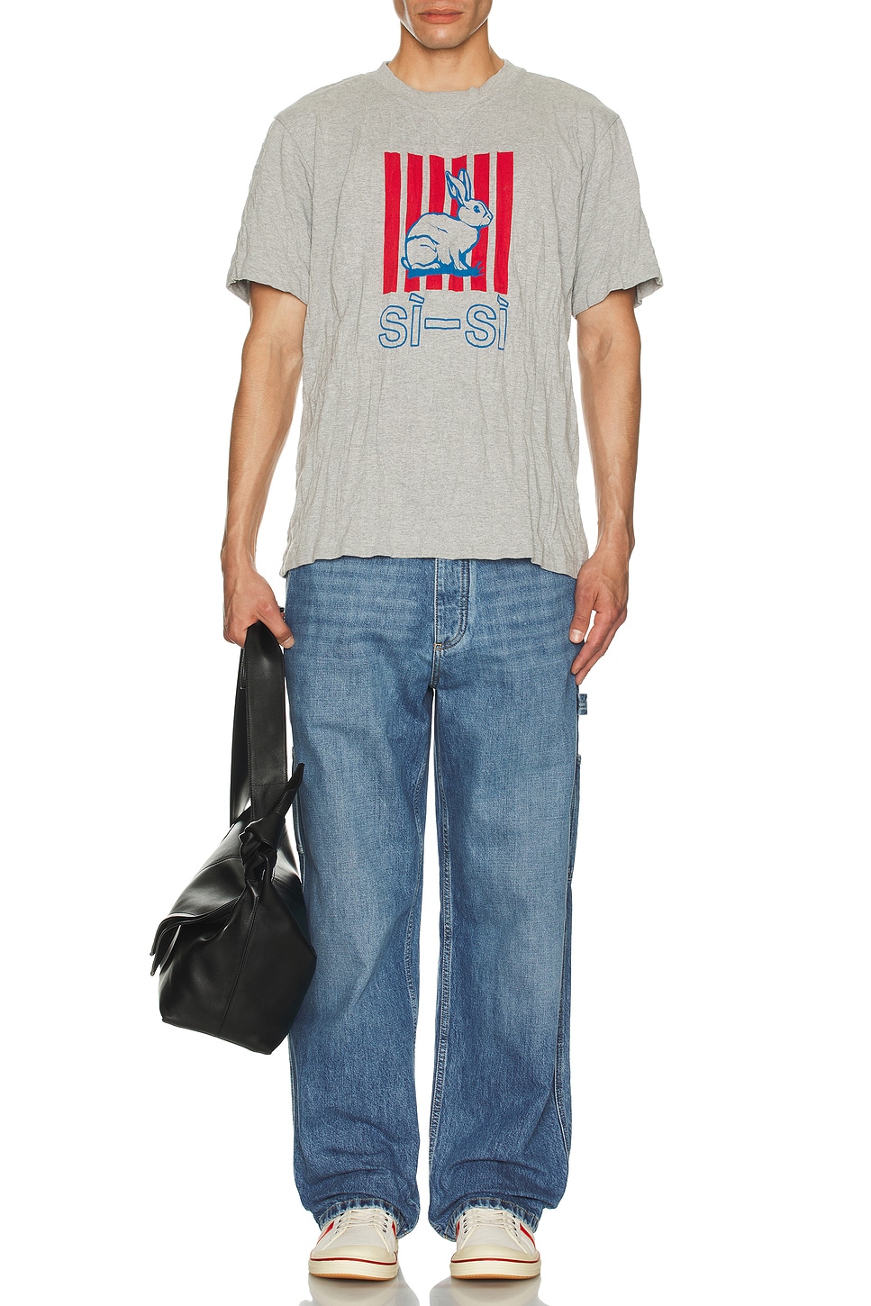 Image 1 of Bottega Veneta Crushed Sisi Print Jersey T-Shirt in Light Grey Meange