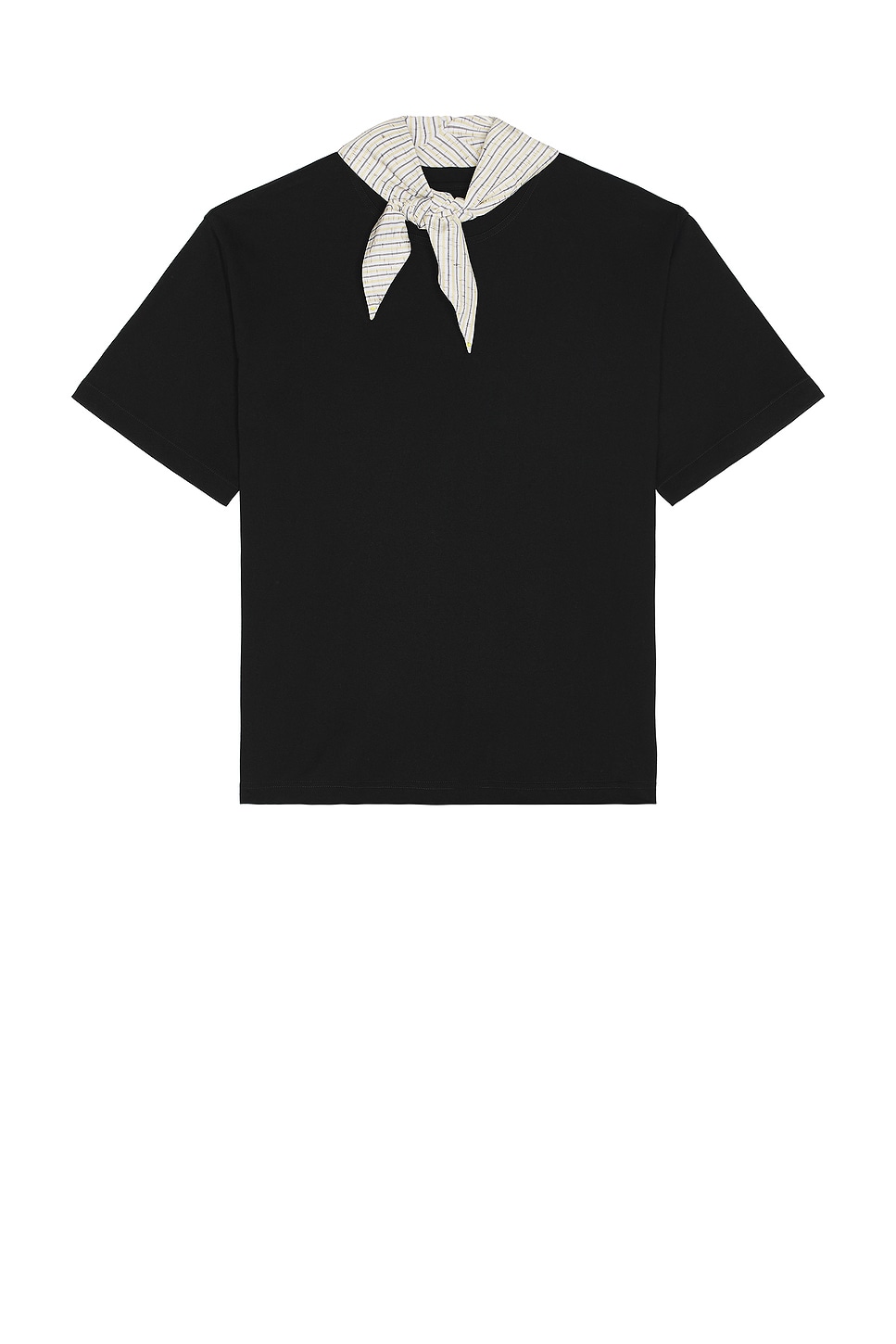 Image 1 of Bottega Veneta Pima Cotton Jersey Foulard Collar Tee in Black, Yellow, & Navy