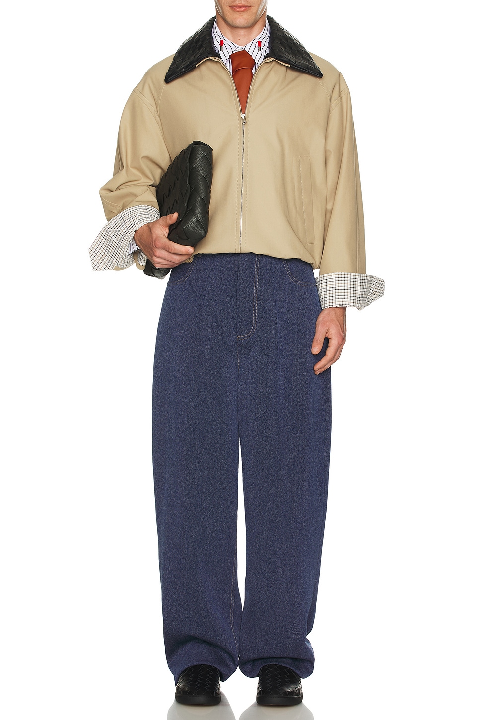 Image 1 of Bottega Veneta Matches Pinstripe Poplin Shirt in White & Black