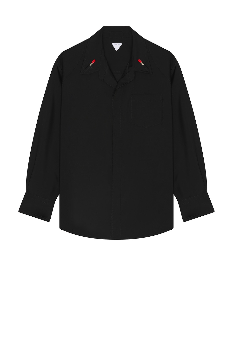 Image 1 of Bottega Veneta Matches Detail Light Wool Long Sleeve Shirt in Black