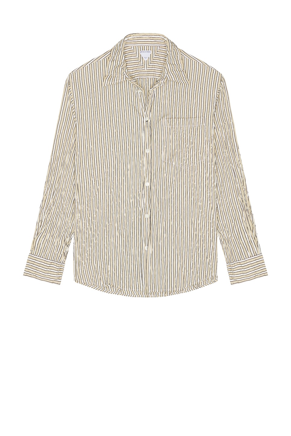 Image 1 of Bottega Veneta Crushed Tech Cotton Poplin Shirt in Beige, White, & Black