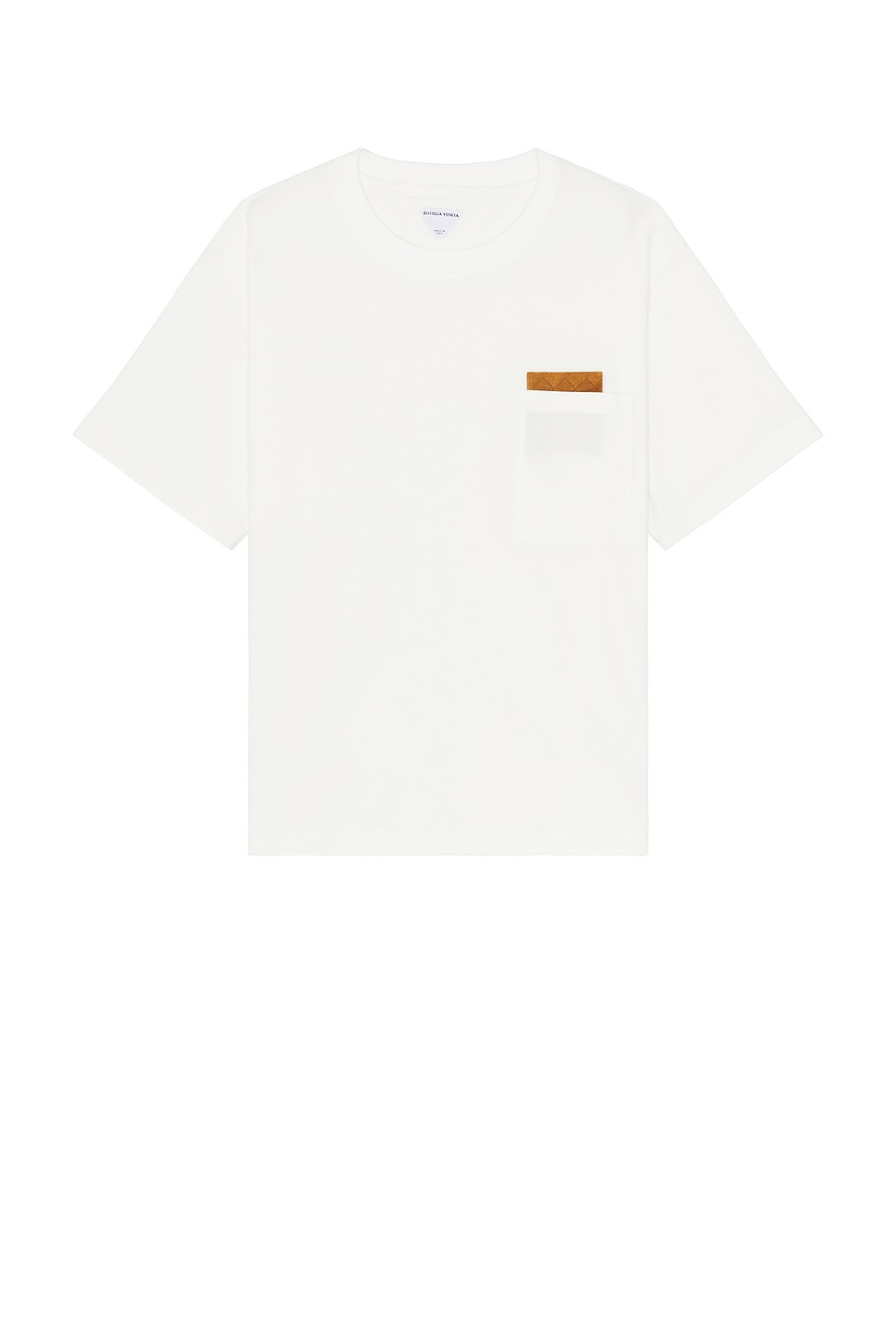 Pima Cotton Jersey Tee With Leather Detail in White