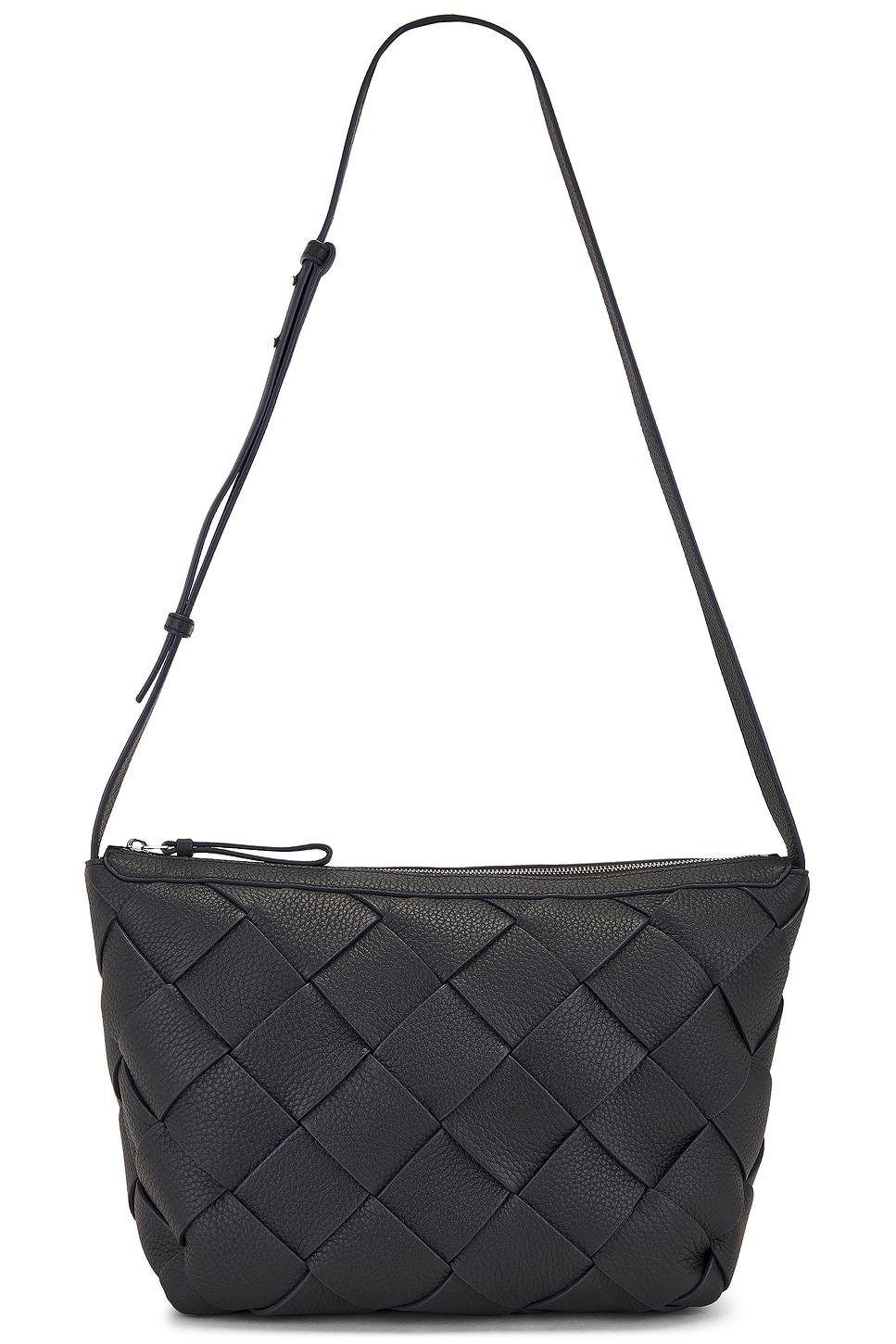 Medium Hobo Diagonal Intreccio Taurillon in Black