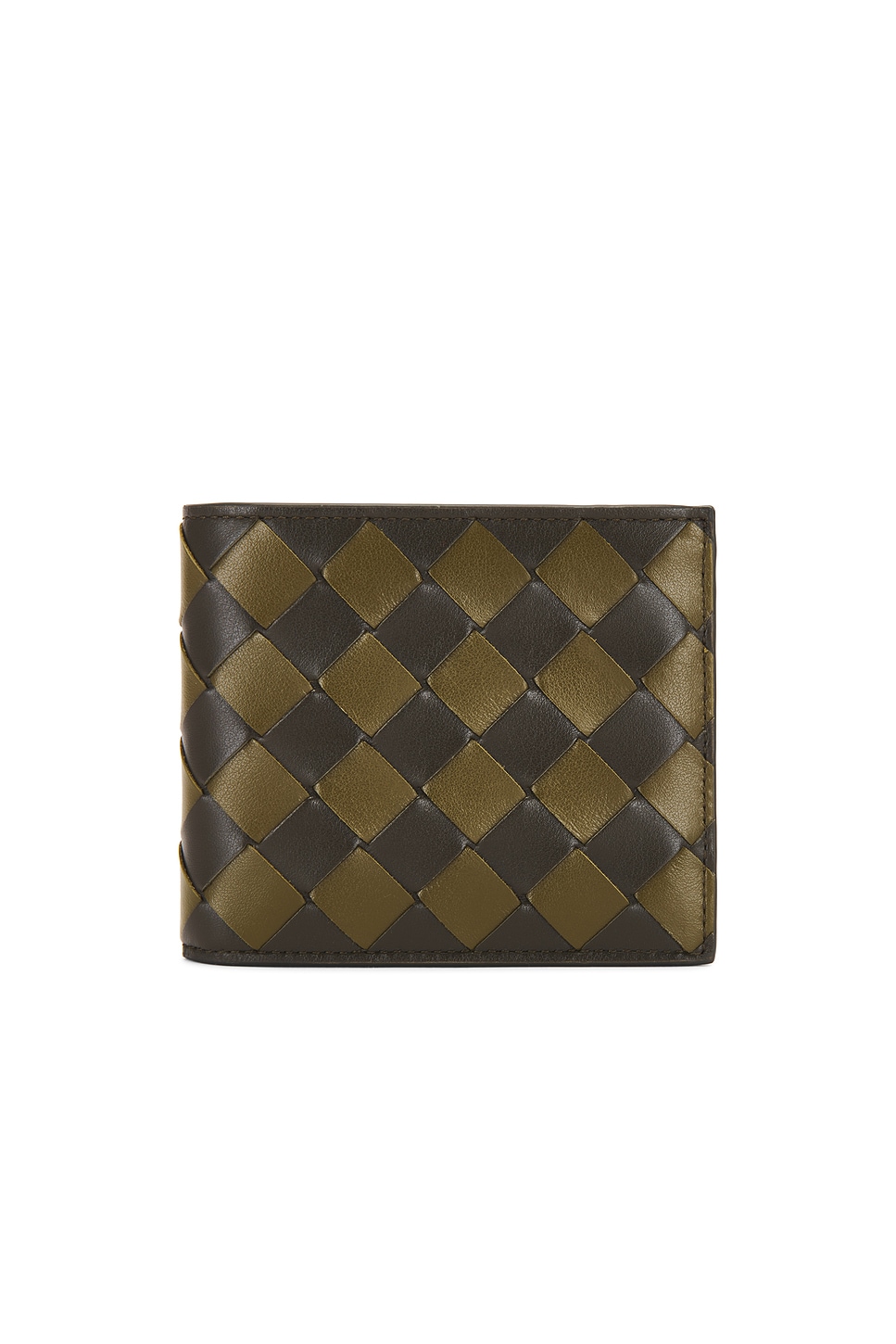 Shop Bottega Veneta Intrecciato 15 Bi-fold Wallet In Kaki & Olive Oil