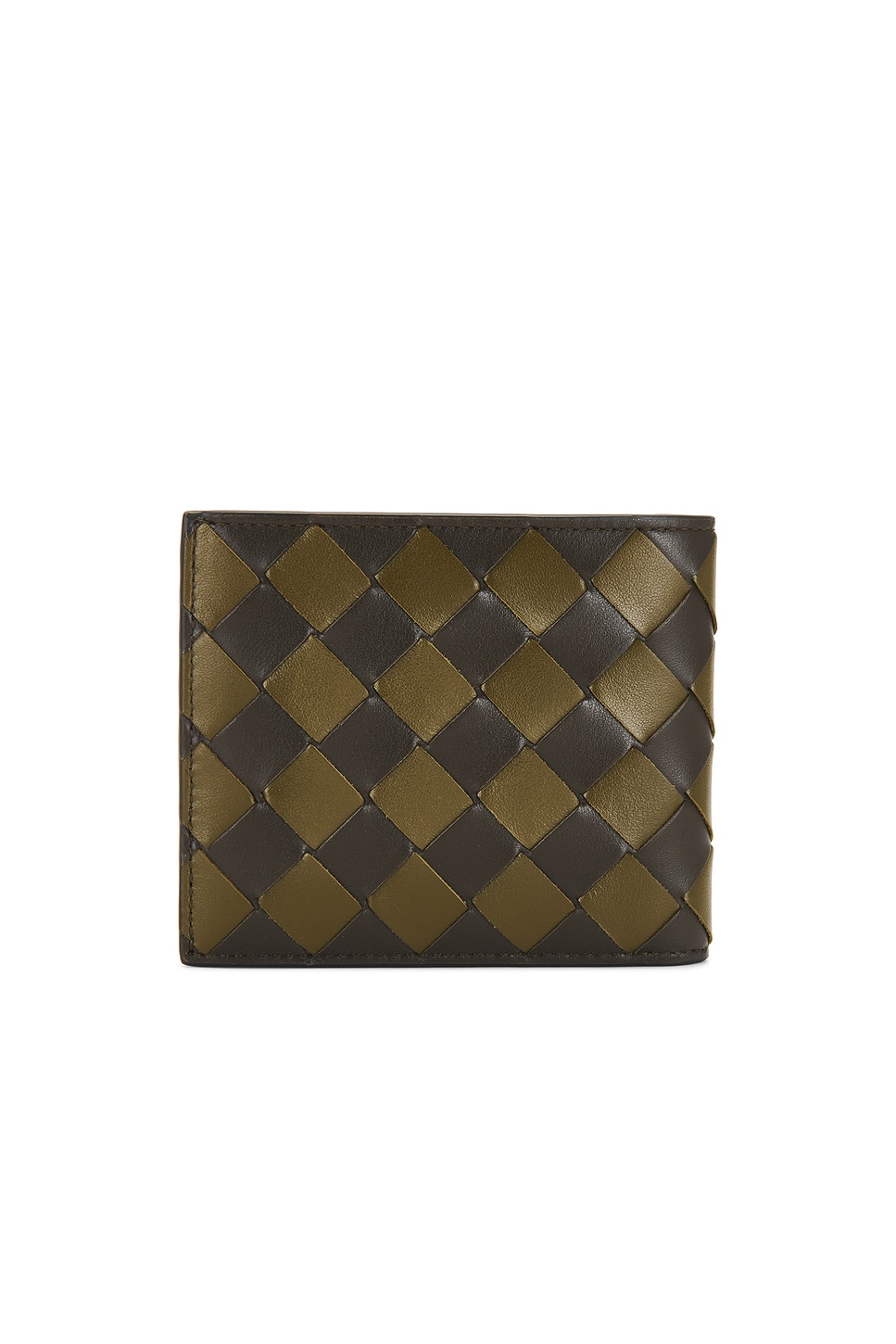 Shop Bottega Veneta Intrecciato 15 Bi-fold Wallet In Kaki & Olive Oil