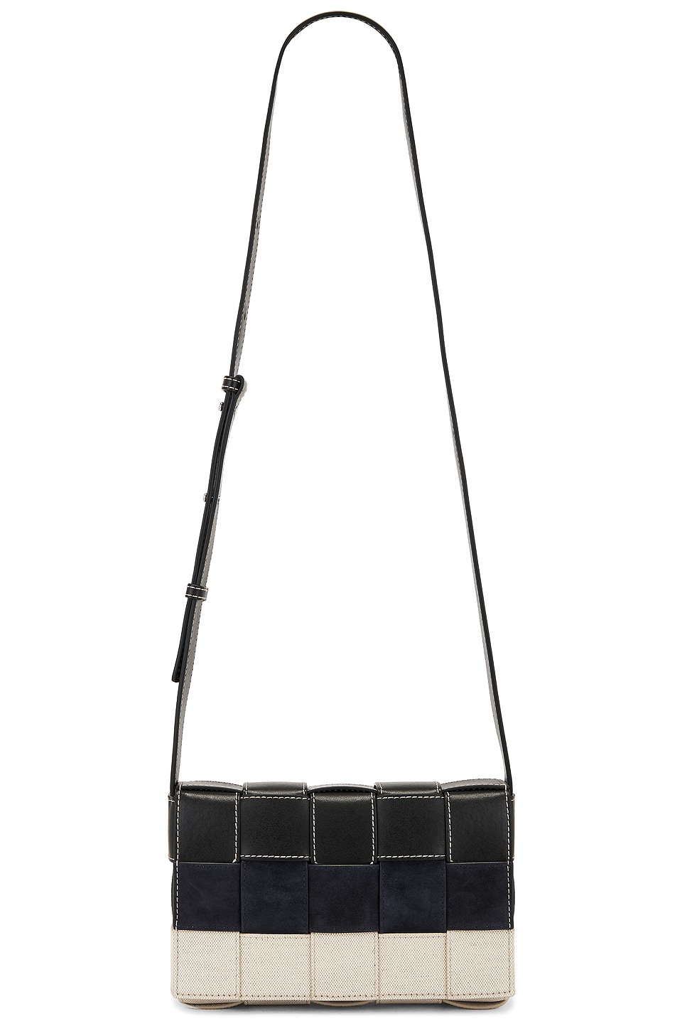 Cassette Intreccio Stitch Canvas And Suede Bag in Black,Navy