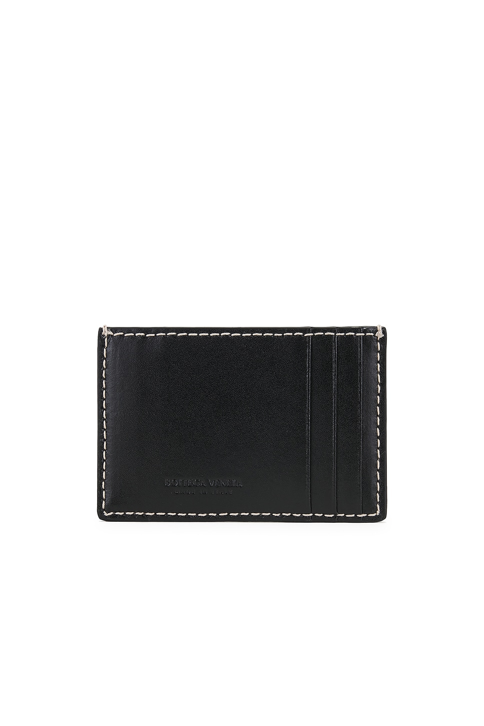 Bottega Veneta Cassette Stitch Suede Credit Card Case In Must & Black