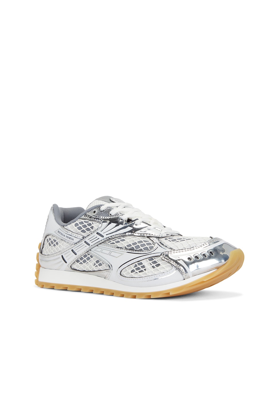 Bottega Veneta Orbit Sneaker In Silver White & Optic White Rubber