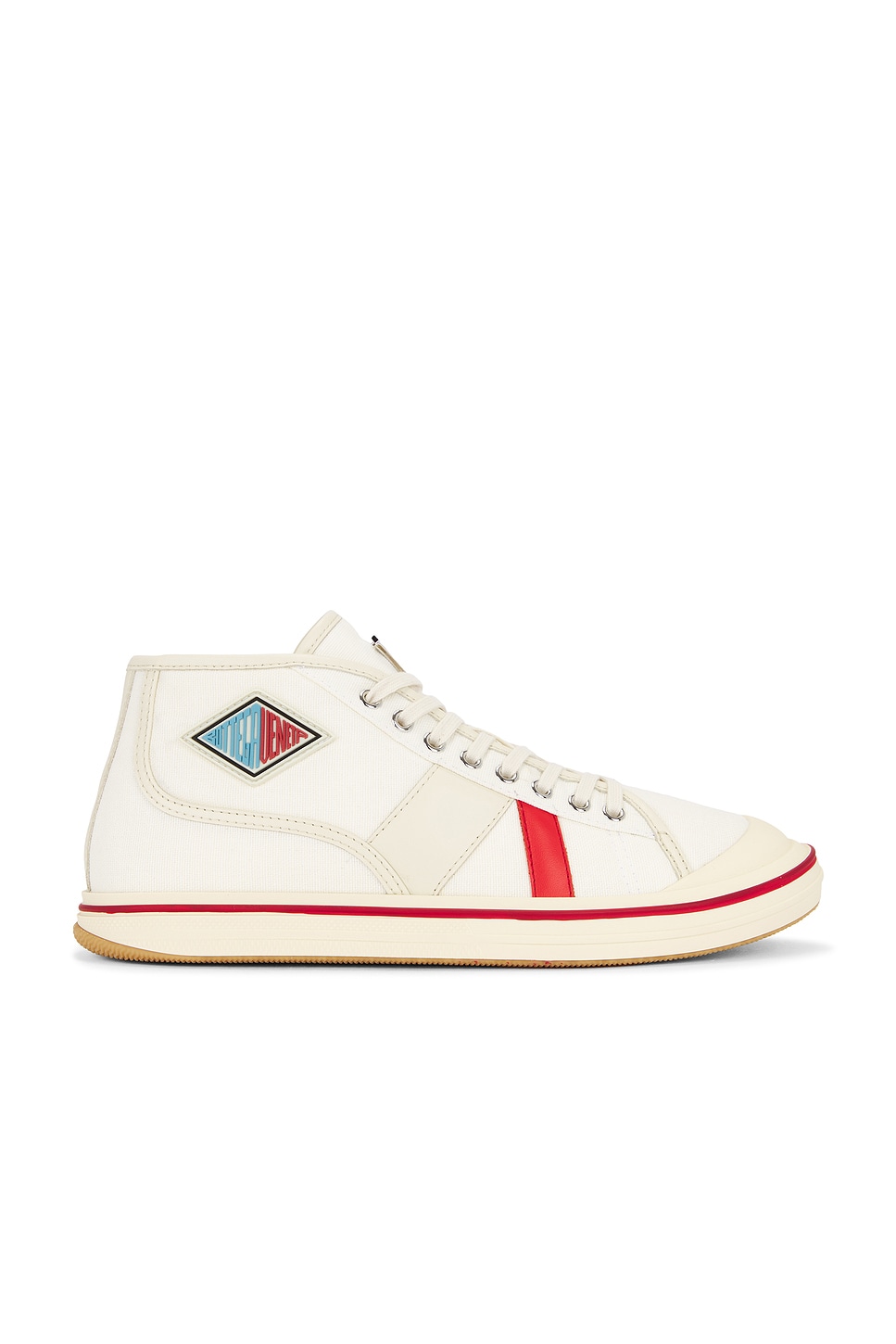 Image 1 of Bottega Veneta High Top Lace-Up Sneaker in White & Sea Salt