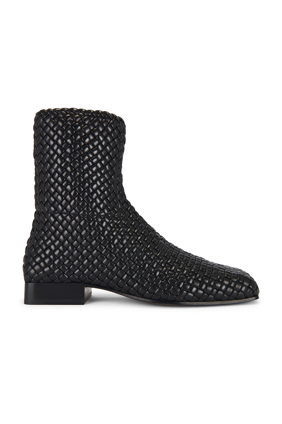 Image 1 of Bottega Veneta Zipped Padded Intreccio Supple Lambskin Ankle Boot in Black