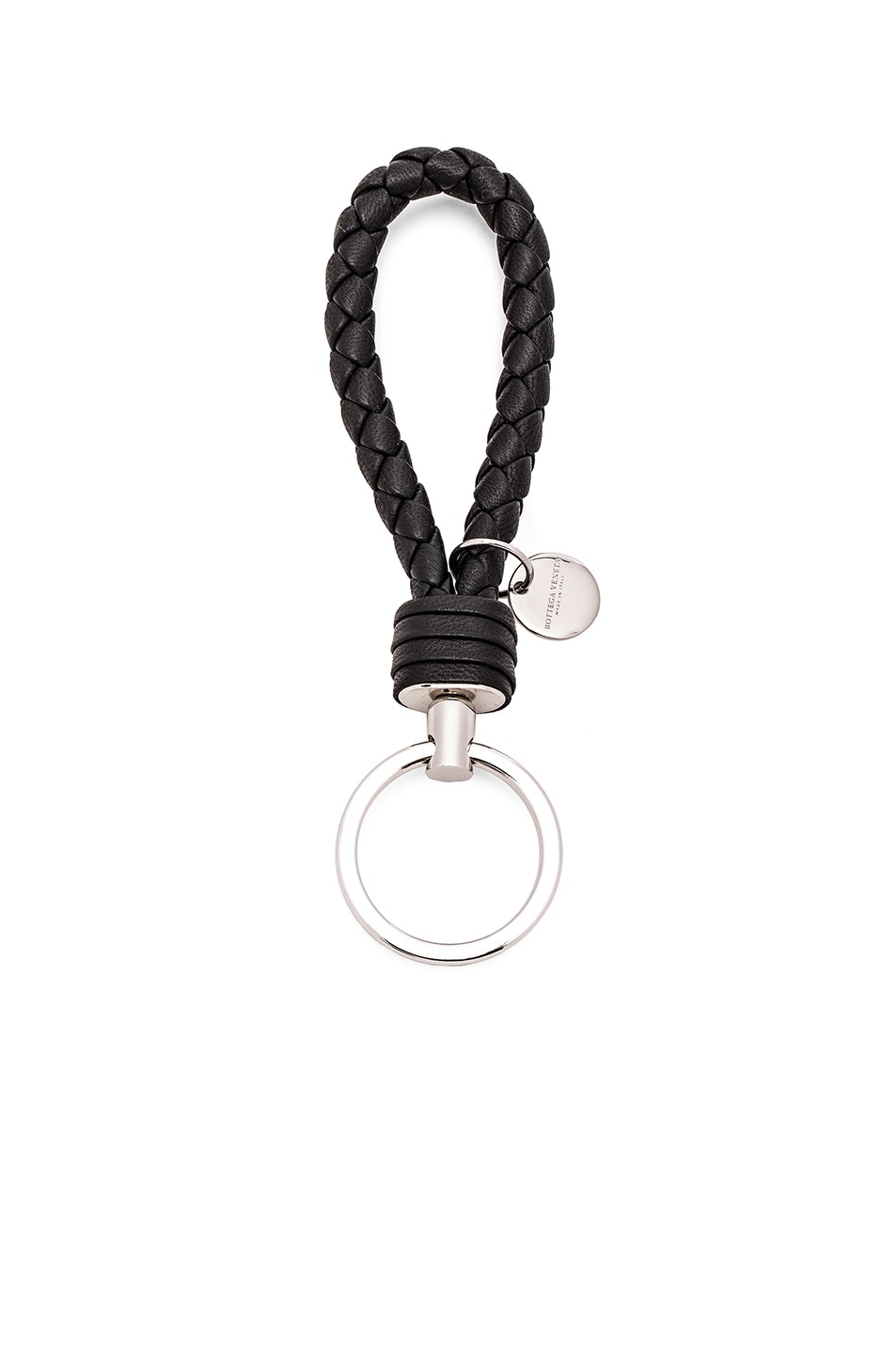 Image 1 of Bottega Veneta Leather Key Ring in Nero
