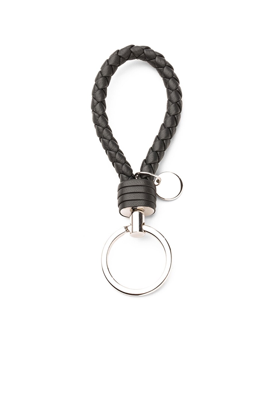 Image 1 of Bottega Veneta Leather Key Ring in Black