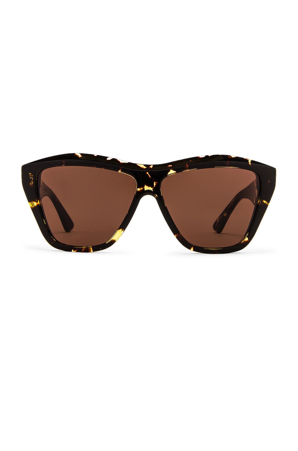 Image 1 of Bottega Veneta Full Acetate Sunglasses in Shiny Spotted Havana & Solid Brown